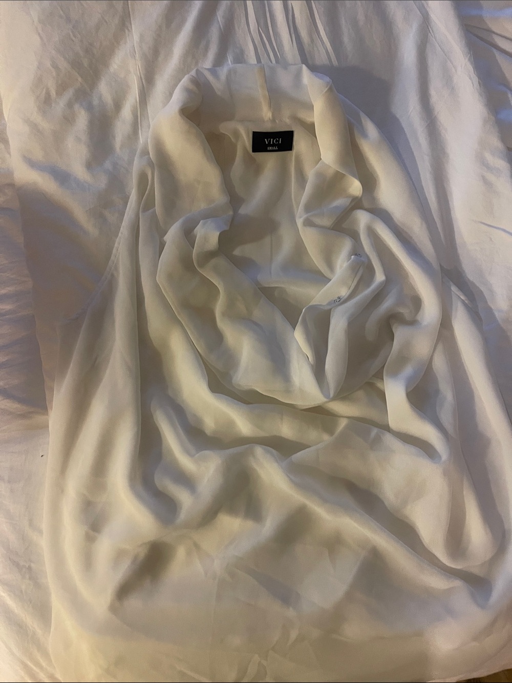 Vici Cream Sheer Cowl Neck Blouse